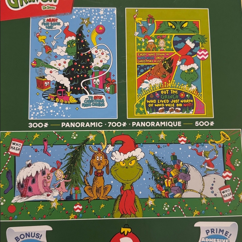 Dr. Seuss Grinch Christmas, Dr. Seuss 3 In 1 Grinch Multipack Jigsaw Puzzle - Picture 6 of 7